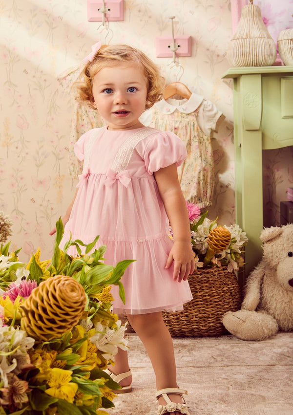 Pink Tulle Dress with Lace