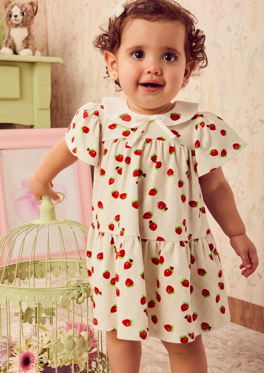 Children's Strawberry Shortcake Dress with Doll Collar