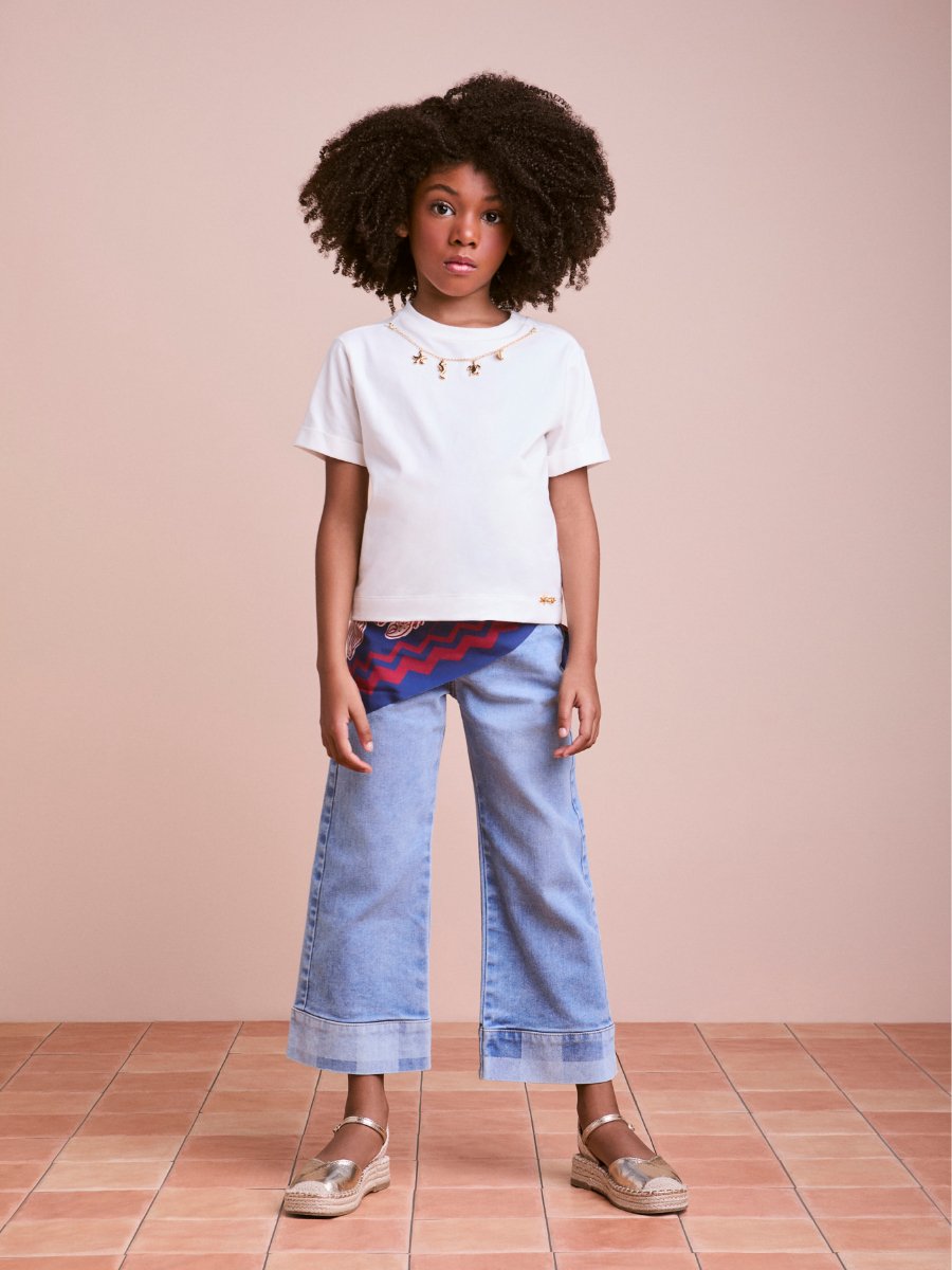 Off Blouse with Chain