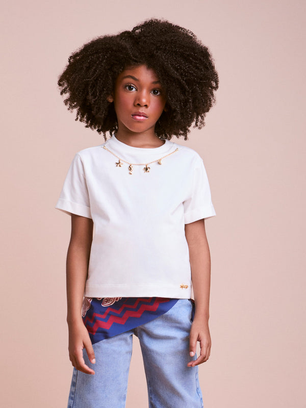 Off Blouse with Chain