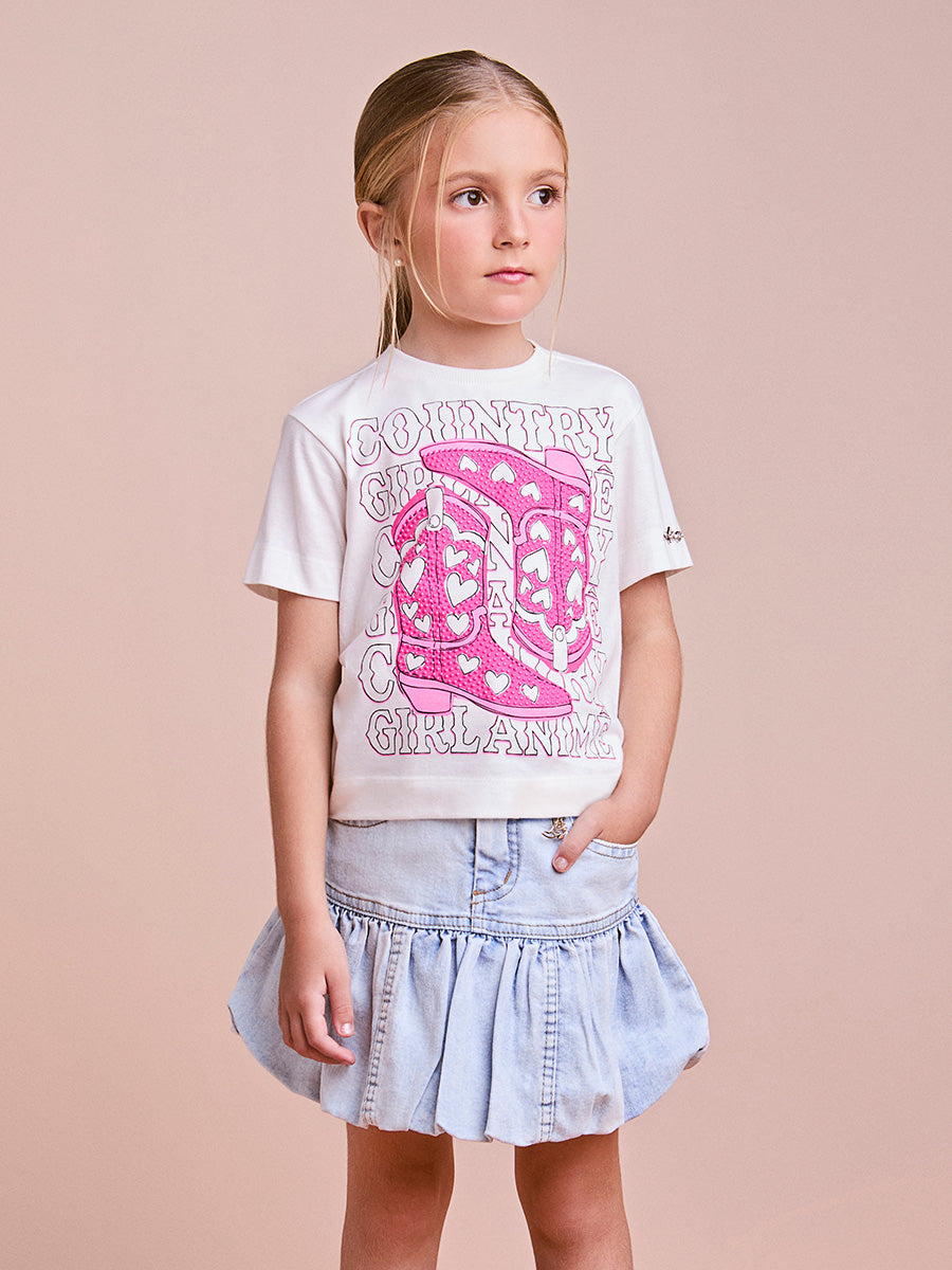 Country Style Children's Blouse with Rhinestones