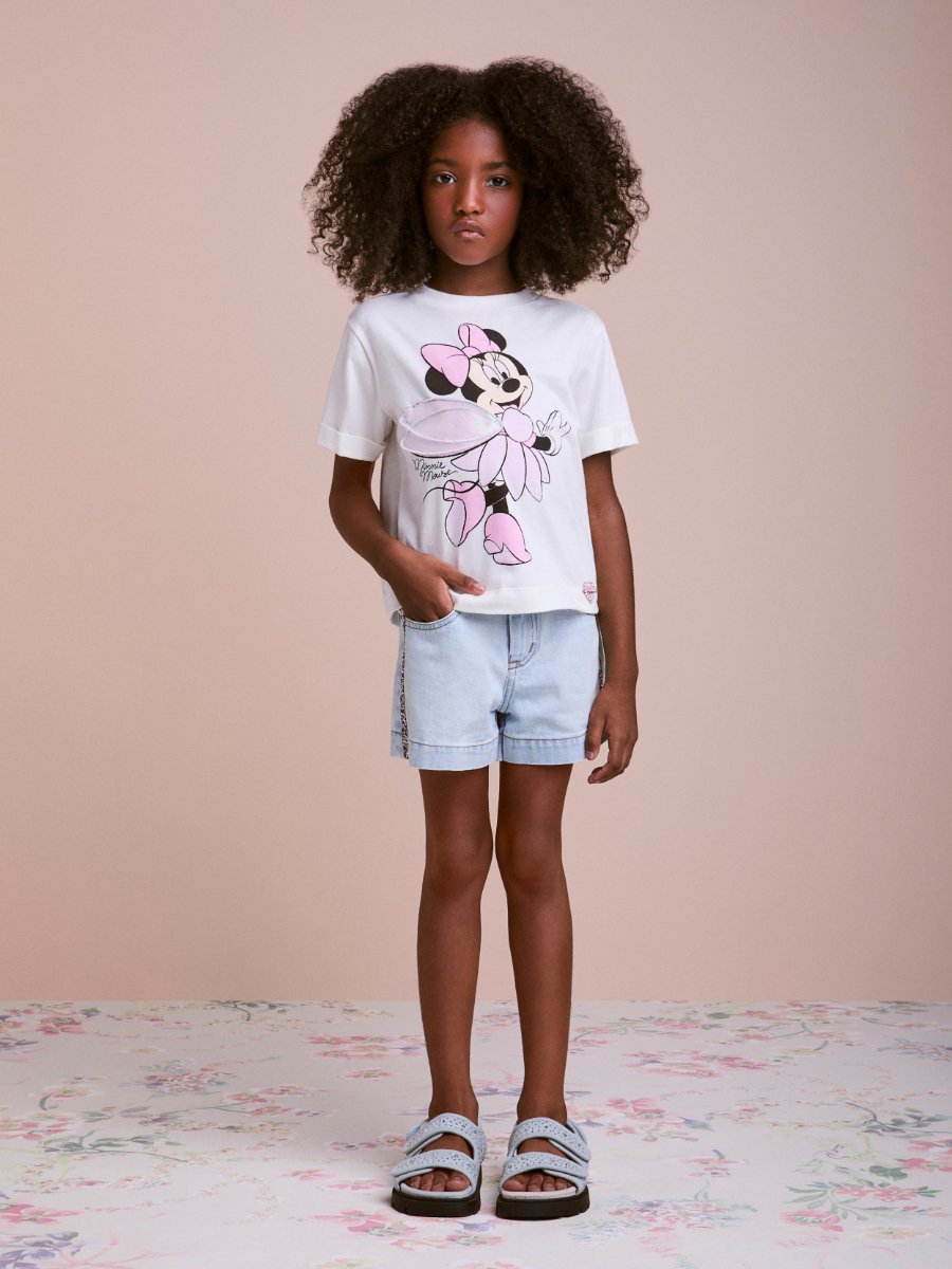 Children's Jeans Shorts with Pink Rhinestones