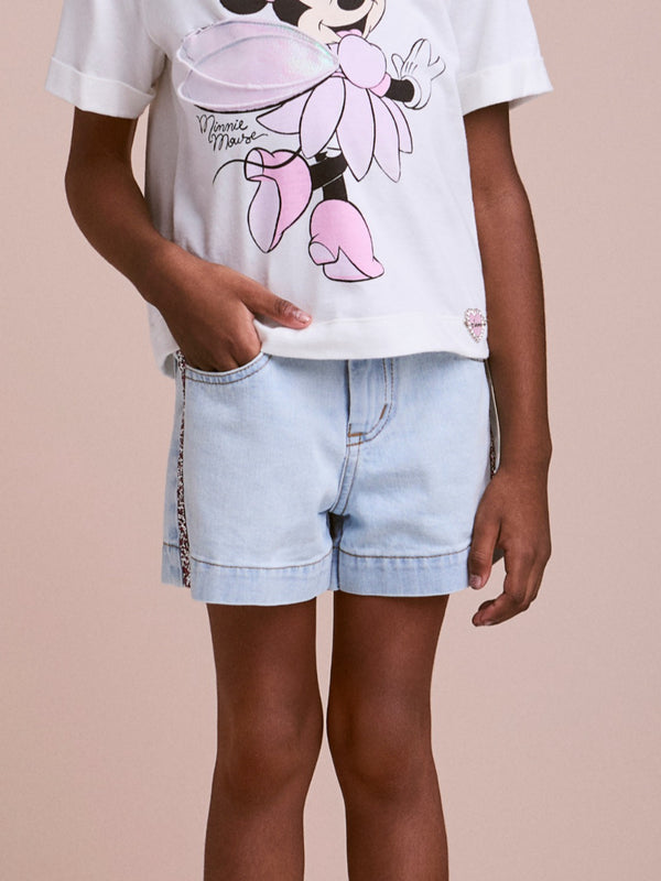 Children's Jeans Shorts with Pink Rhinestones