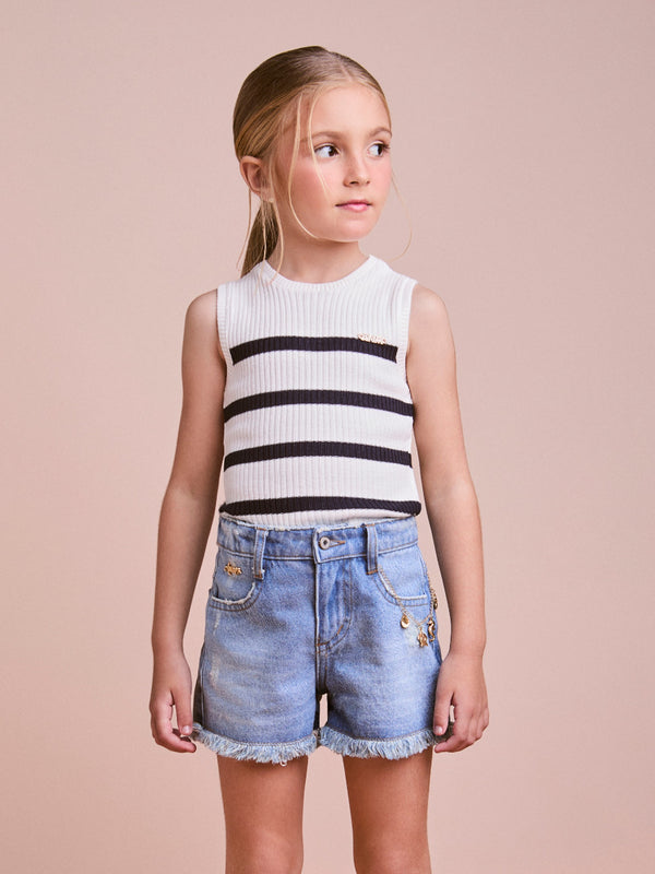 Striped Knitting Children's Blouse
