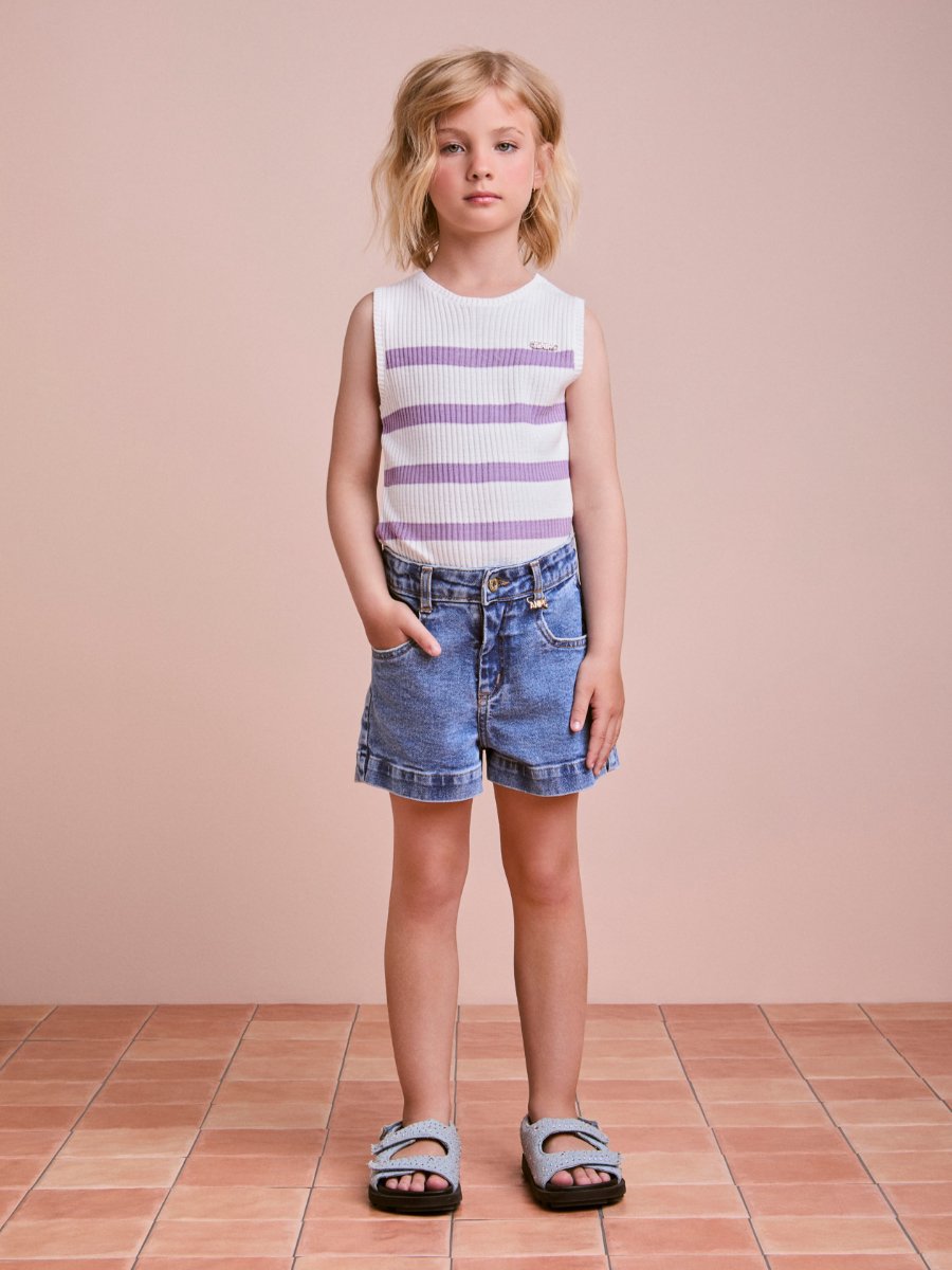 Lilac Striped Knitting Blouse