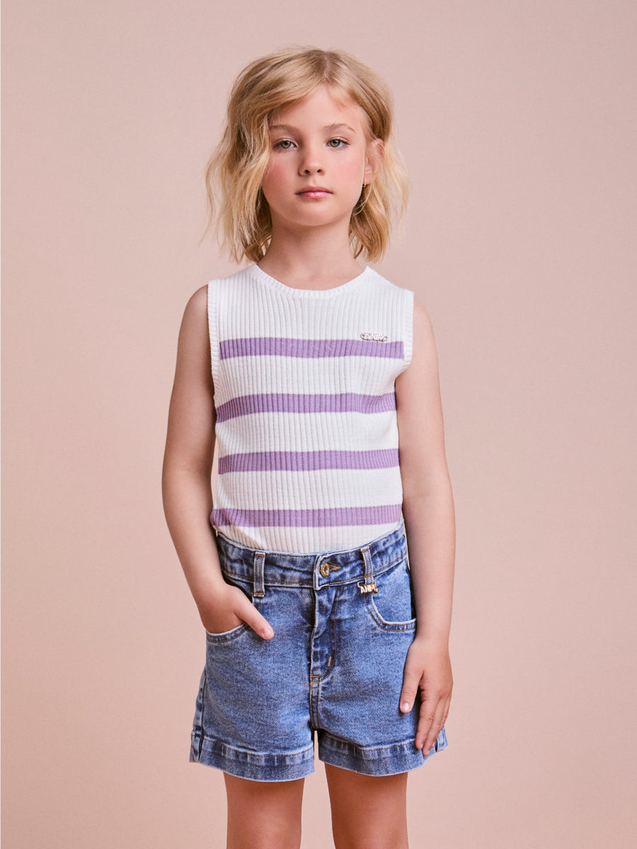 Lilac Striped Knitting Blouse