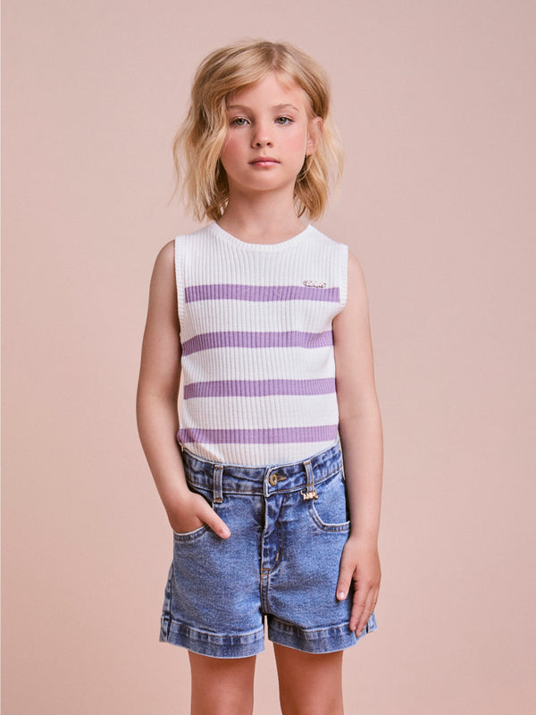Lilac Striped Knitting Blouse