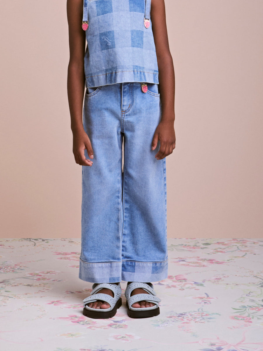 Children's Jeans with Checkered Hem