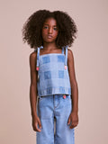 Vichy Denim Top with Strawberry Pendants