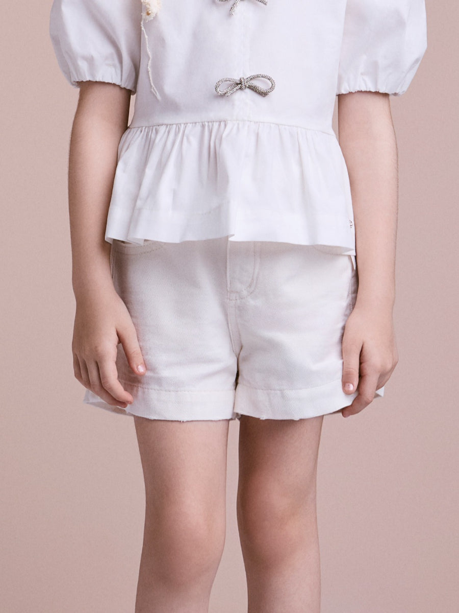 Children's Off White Twill Shorts