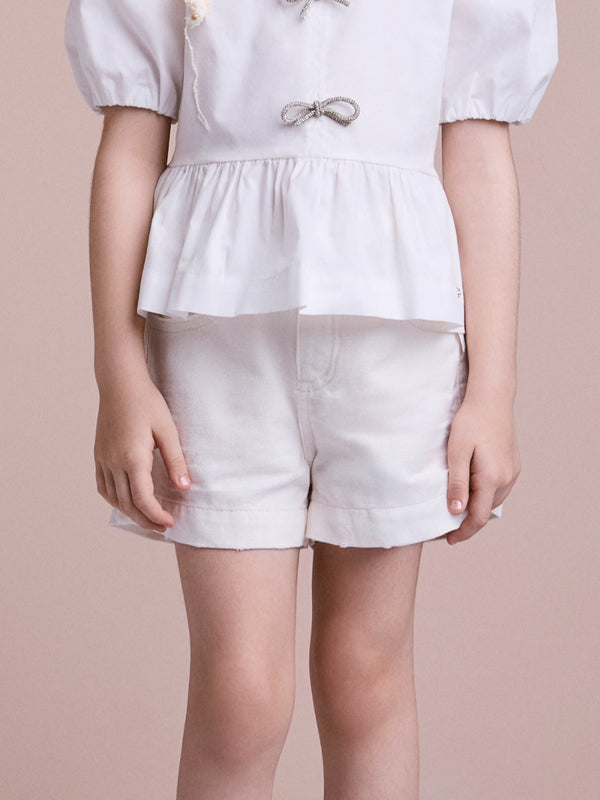 Children's Off White Twill Shorts