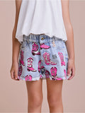 Children's Jeans Shorts with Country Boots Print