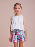 Girls' Balloon Tricoline Top