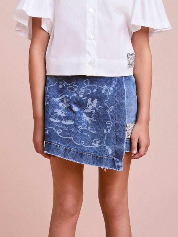 Girls Mickey & Minnie Mouse Denim Skort