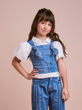 Cropped Blue Jeans with Knot on the Strap