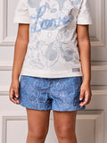 Girls' Anime Jeans Shorts with Sequin Floral Embroidery