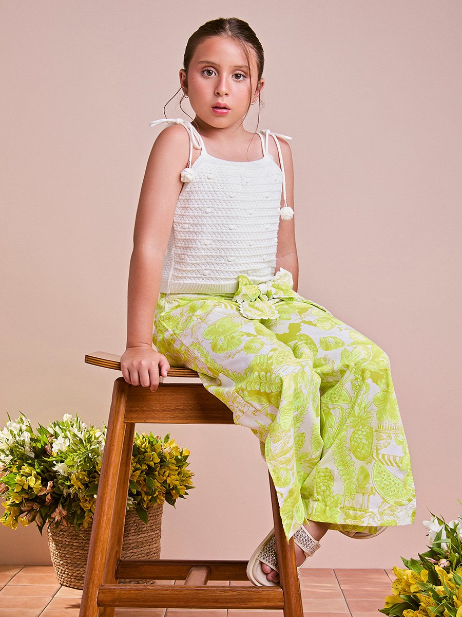 Neon Green Floral Children's Set