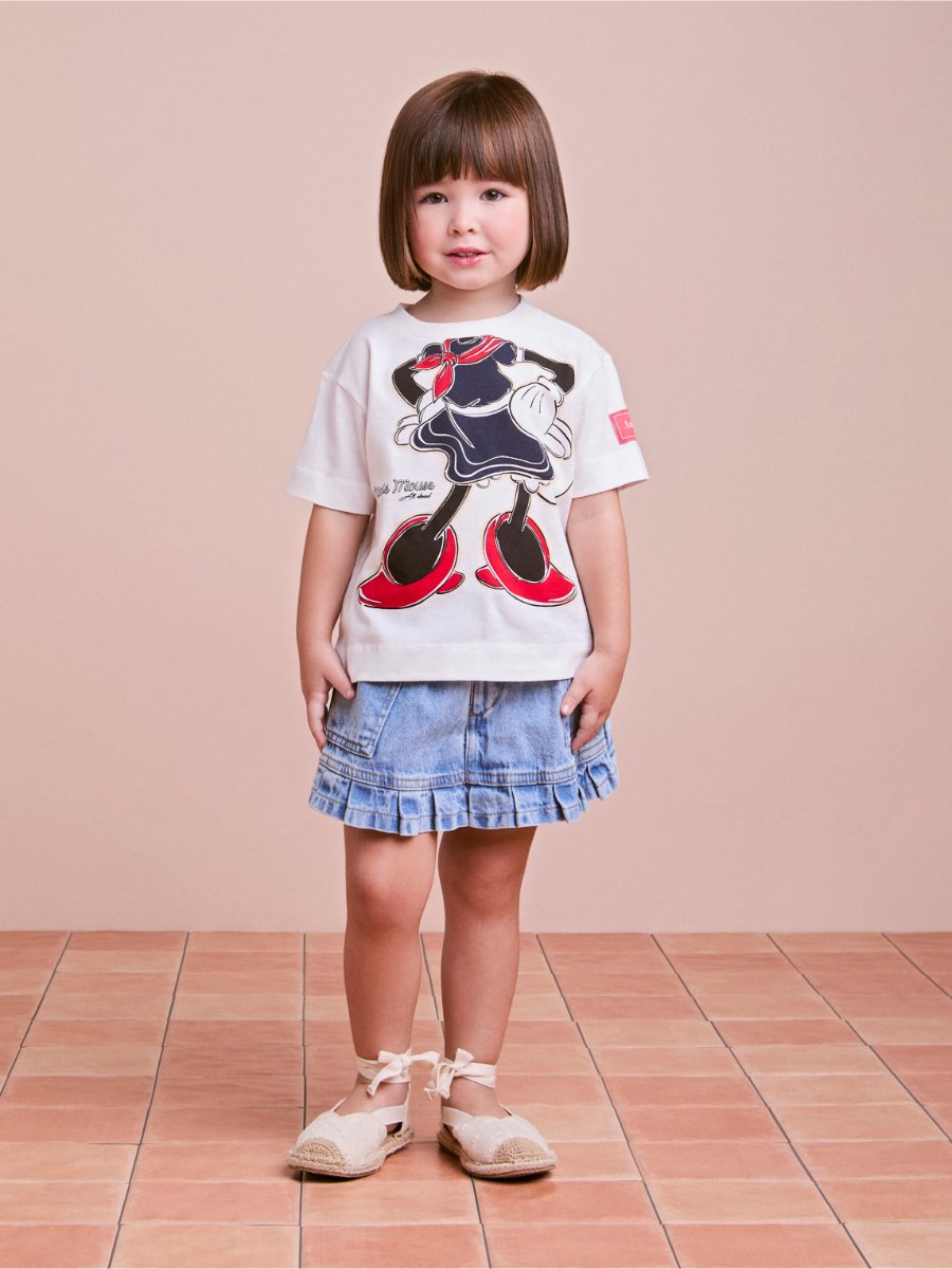 Short Children's Jeans Skirt with Ruffles
