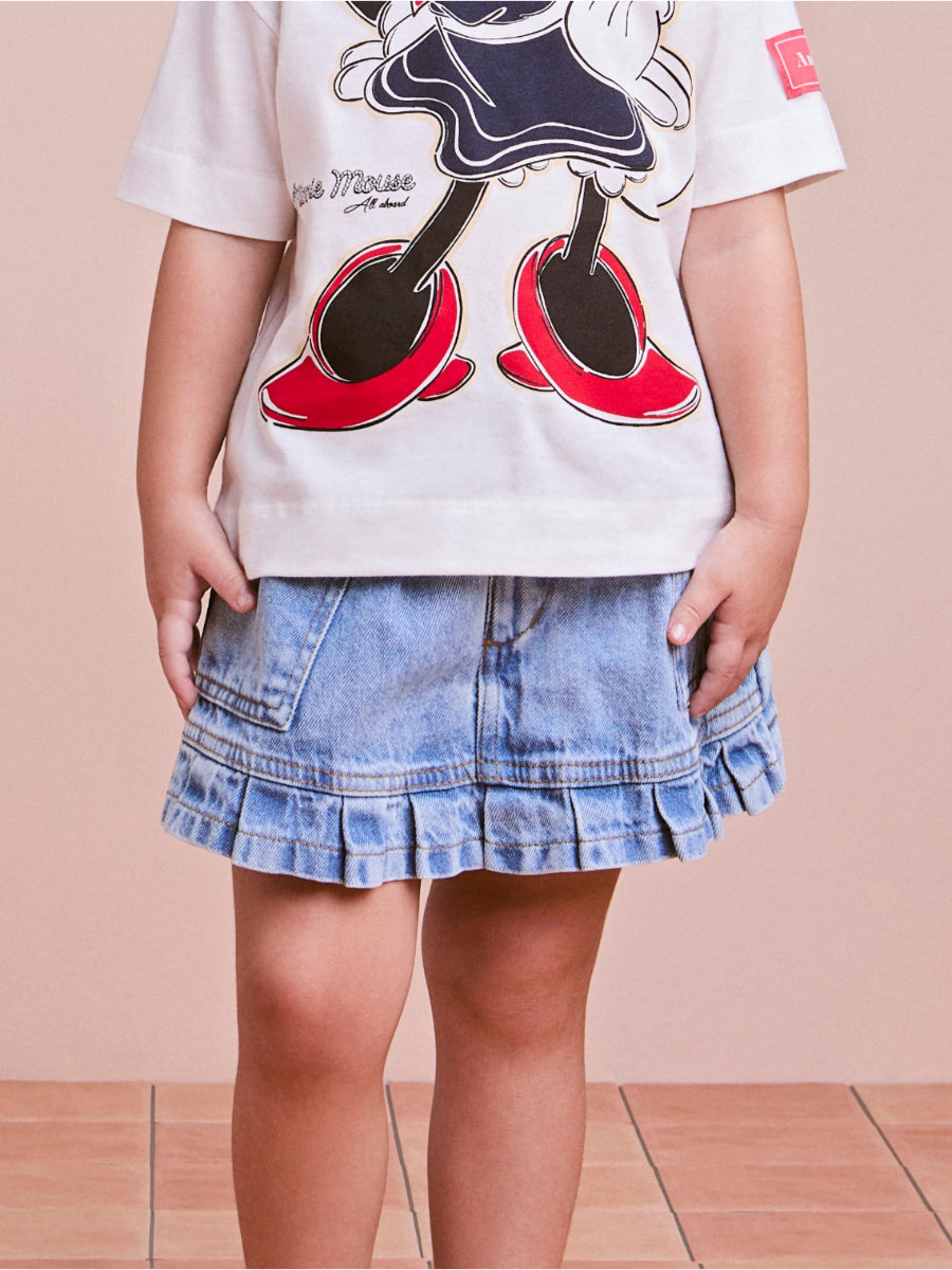 Short Children's Jeans Skirt with Ruffles