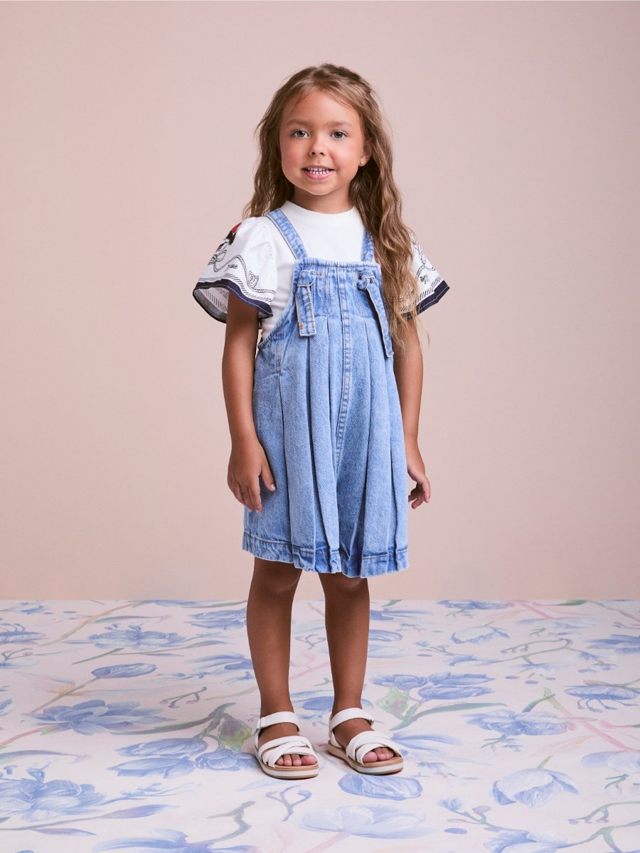 Children's Denim Overalls with Pleats