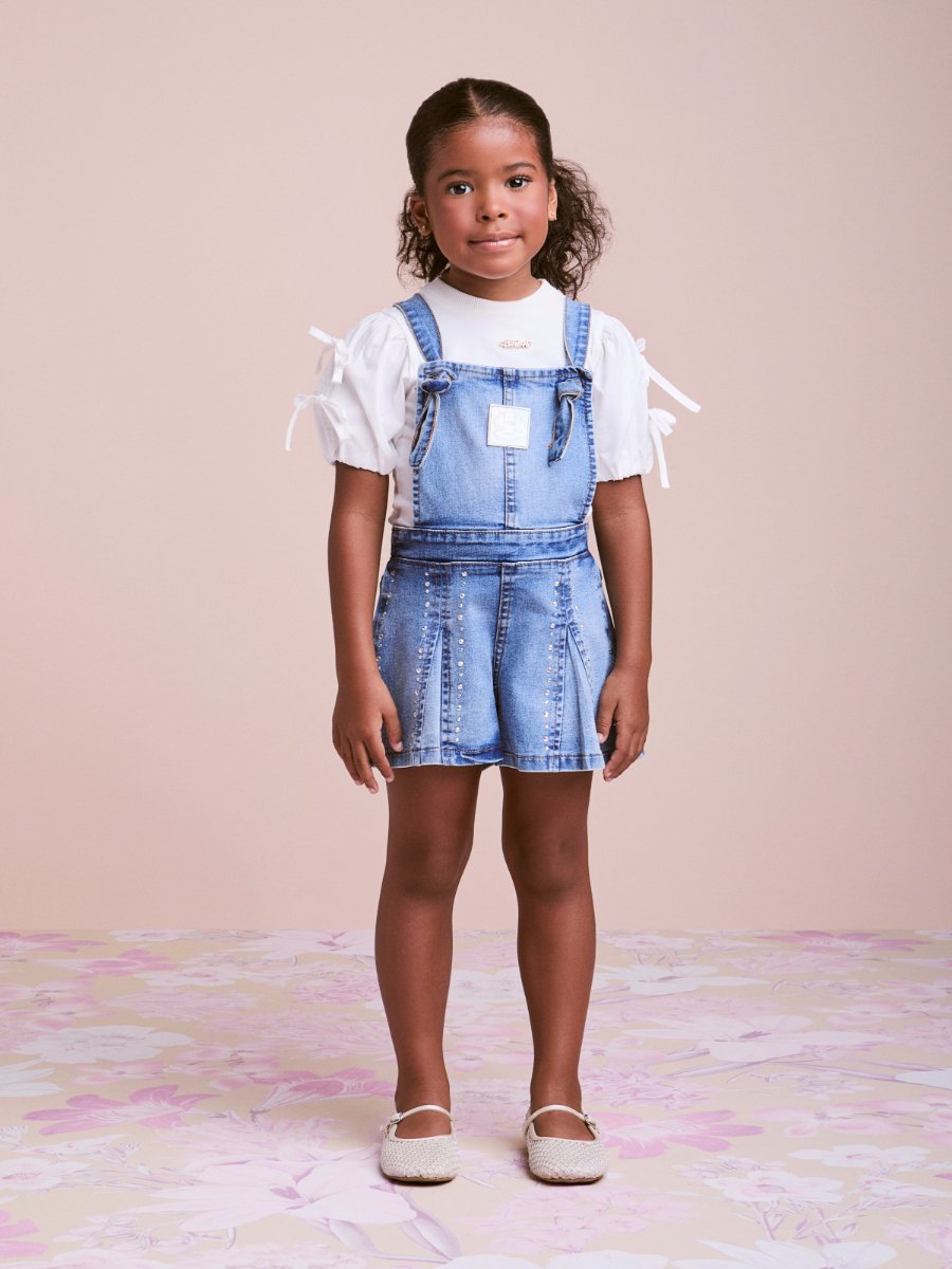 Jeans overalls with cutouts and rhinestones