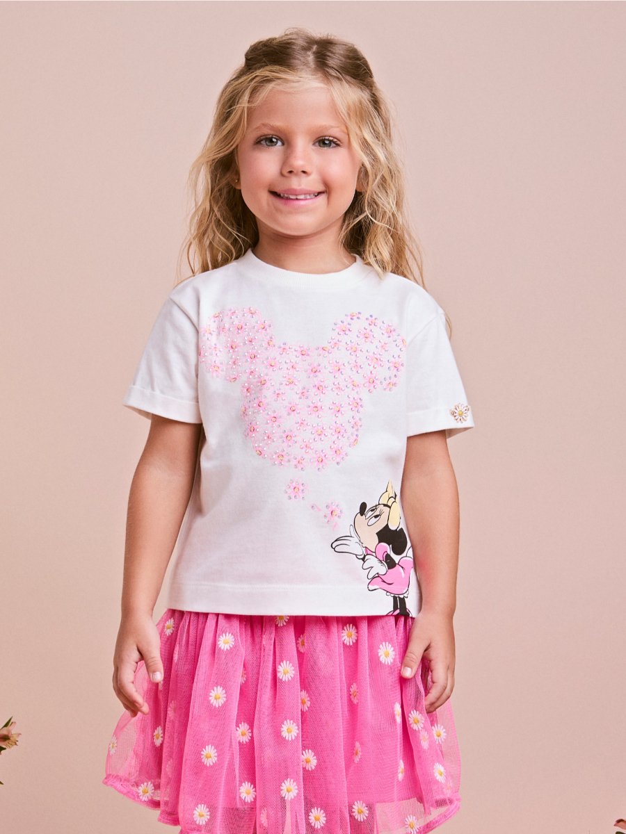 Tulle Skirt with Embroidered Daisies