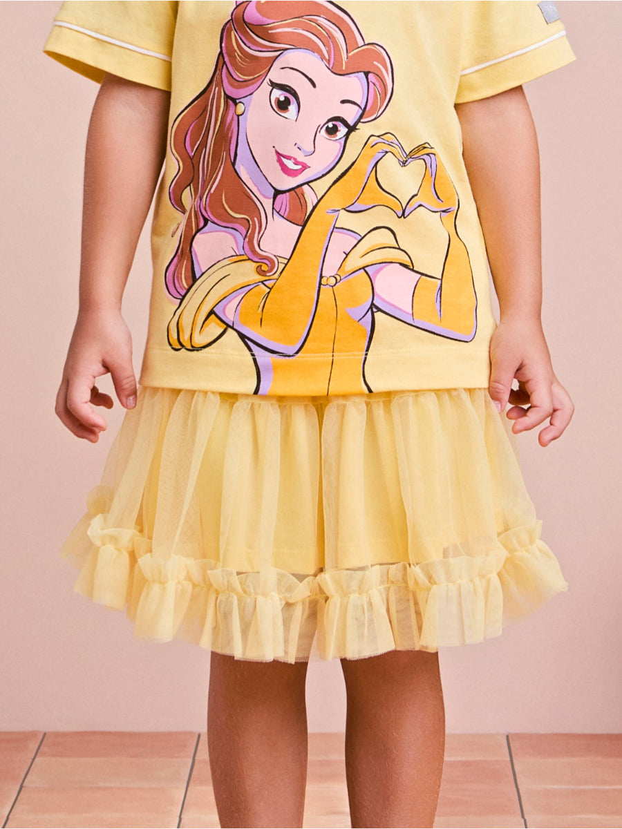 Children's Yellow Tulle Skirt with Ruffles