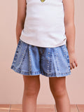 Jeans Shorts with Cutouts and Rhinestones