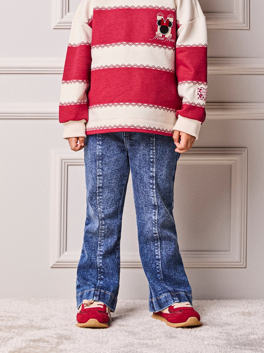 Animê Girls' Pants – Flared Denim with Panel Details