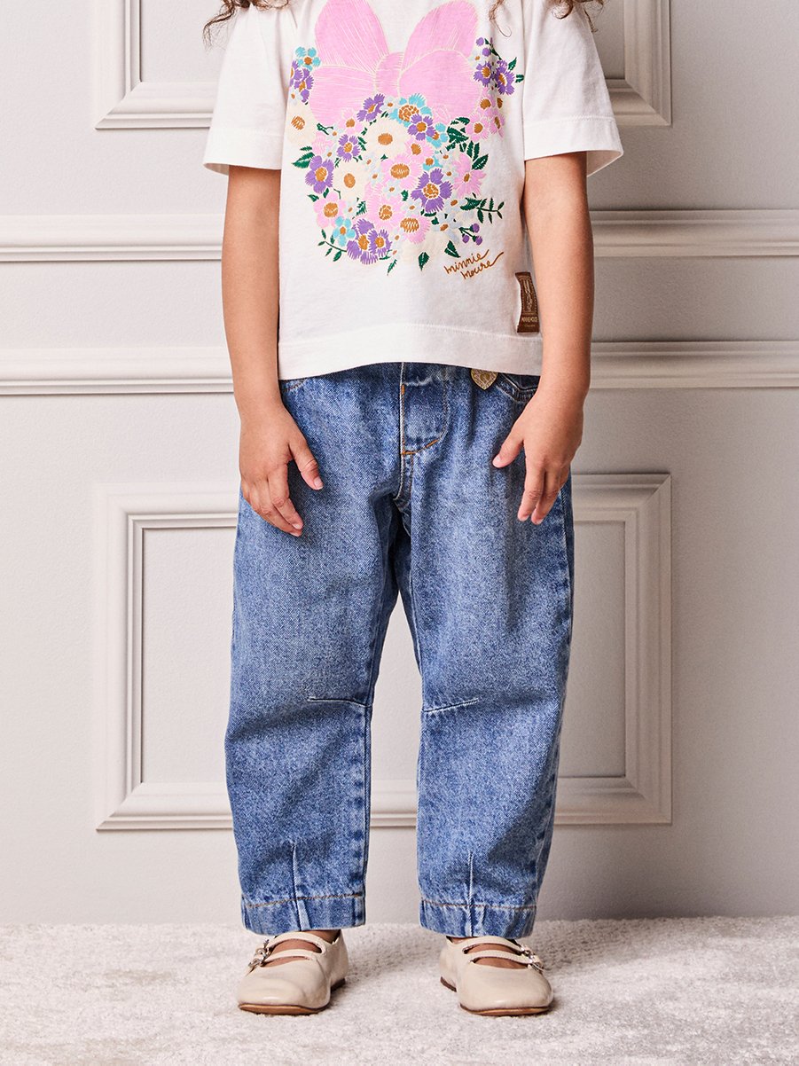 Animê Girls' Pants – Barrel Denim with Panel Details and Charms