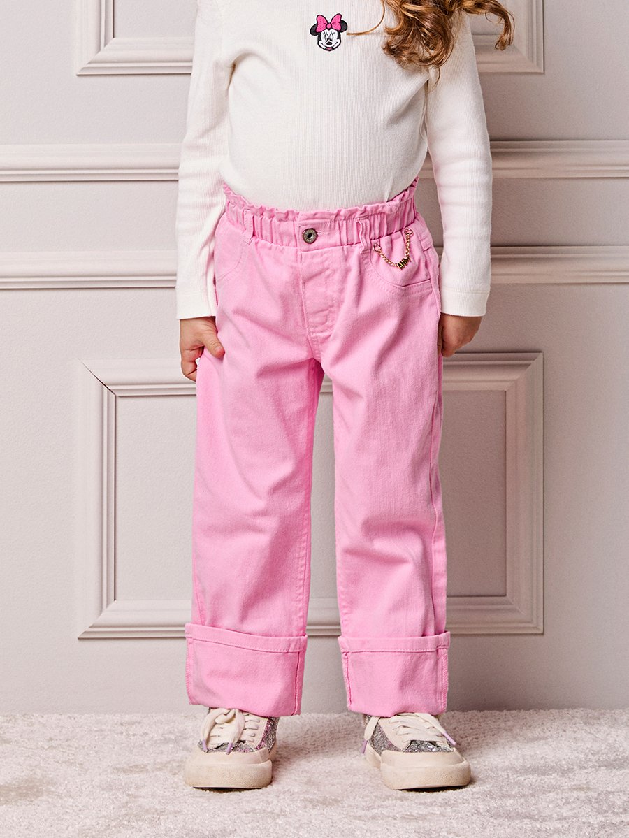 Animê Girls' Pants – Twill with Turn-Up Hem and Chain Detail
