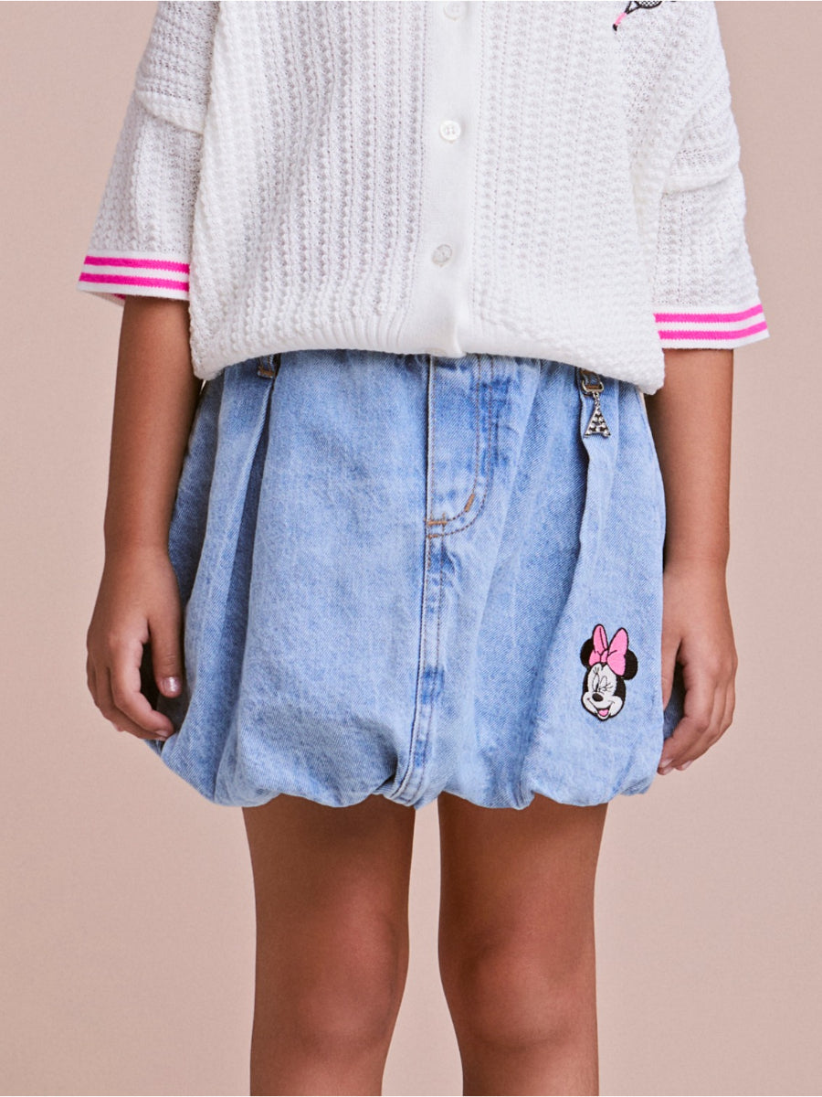Children's Balloon Denim Skirt with Double Waistband