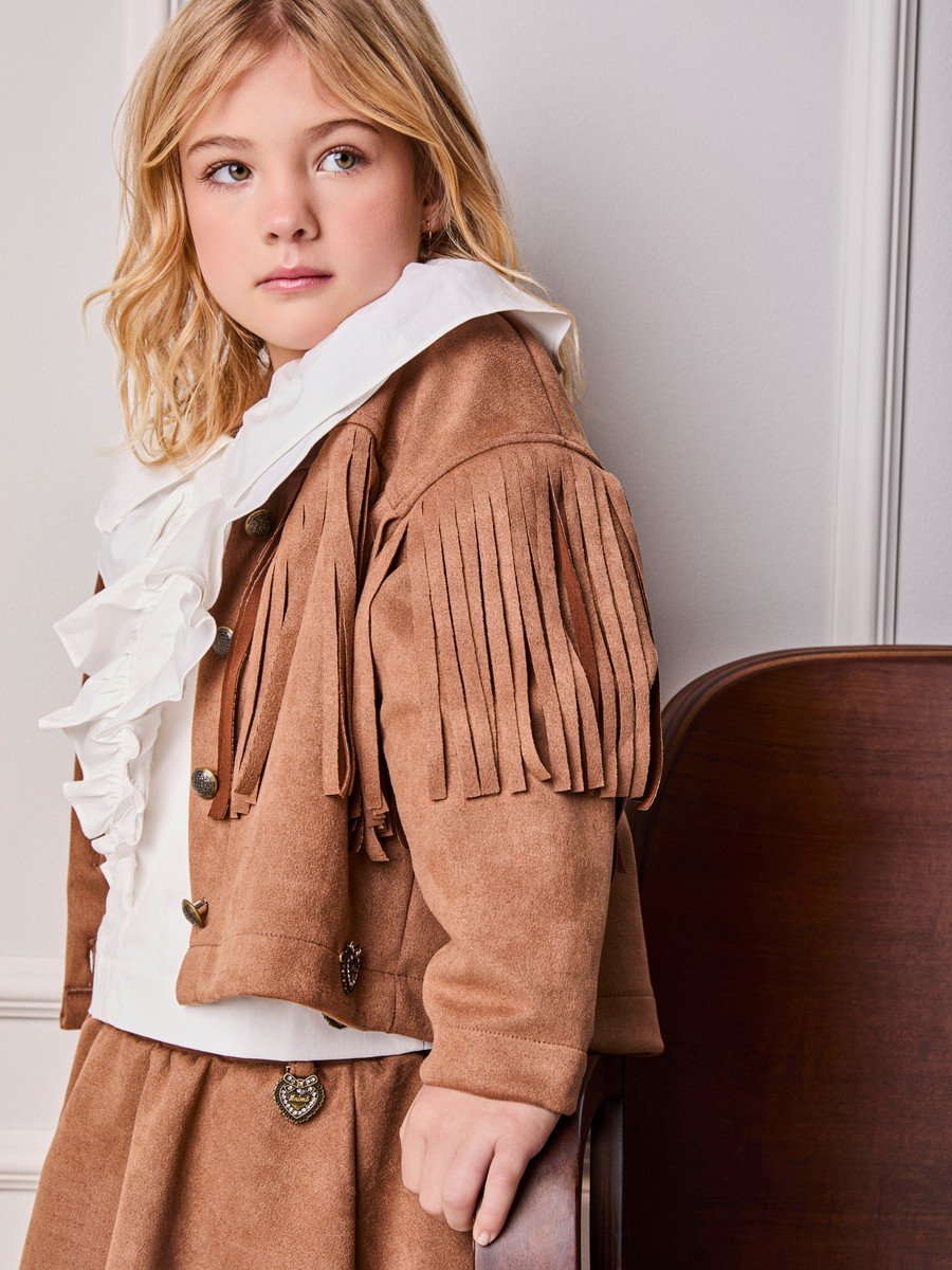 Animê Girls' Jacket – cappuccino with Fringe