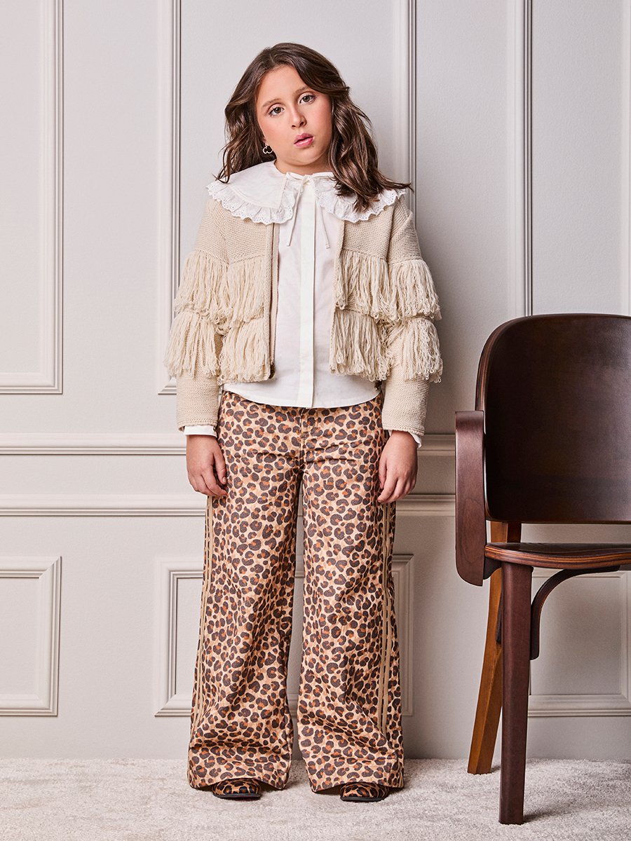 Animê Girls' Cardigan – Knit Cardigan with Fringe and Bow Tassels