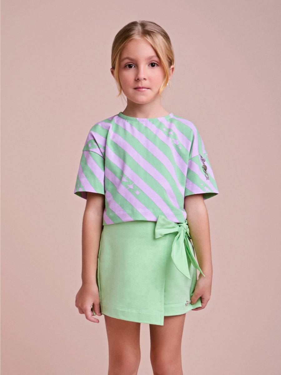 Lilac Striped Set with Bow