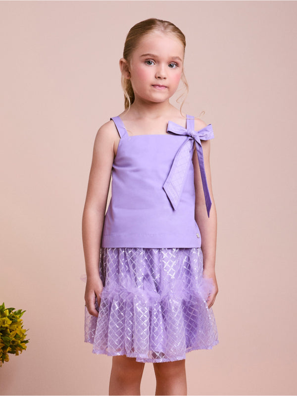Lilac Tulle Set with Sequin Embroidery