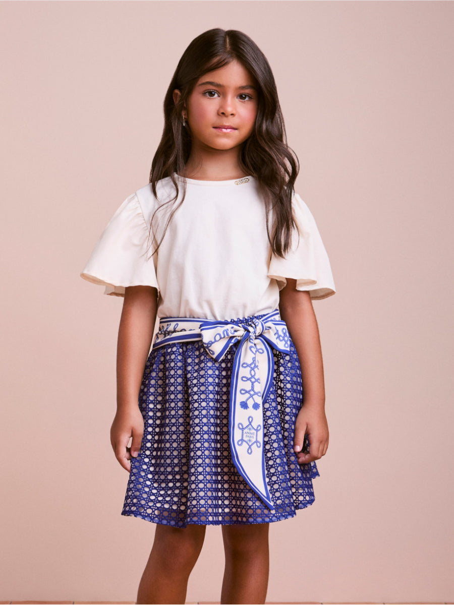 Embroidered Tulle and Sash Children's Set