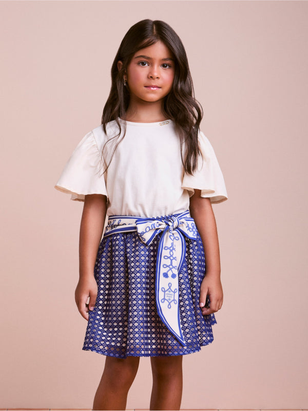 Embroidered Tulle and Sash Children's Set