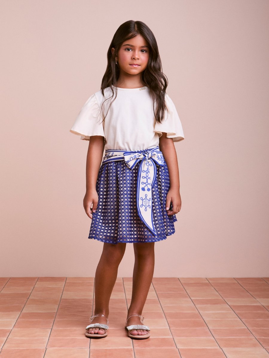 Embroidered Tulle and Sash Children's Set