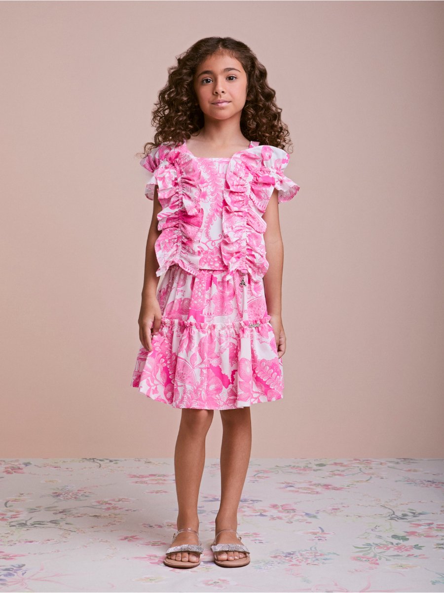 Children's Set with Floral Print and Ruffles
