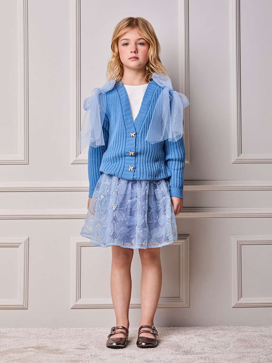 Children's Set Anime Floral Sequin Embroidery Girl