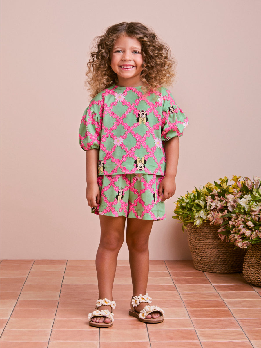 Minnie Green Set with Floral Grid