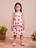 Children's Set with Embroidered Flowers and Lace