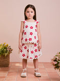Children's Set with Embroidered Flowers and Lace