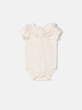 Children's Bodysuit with Doll Collar and Tulle Lace