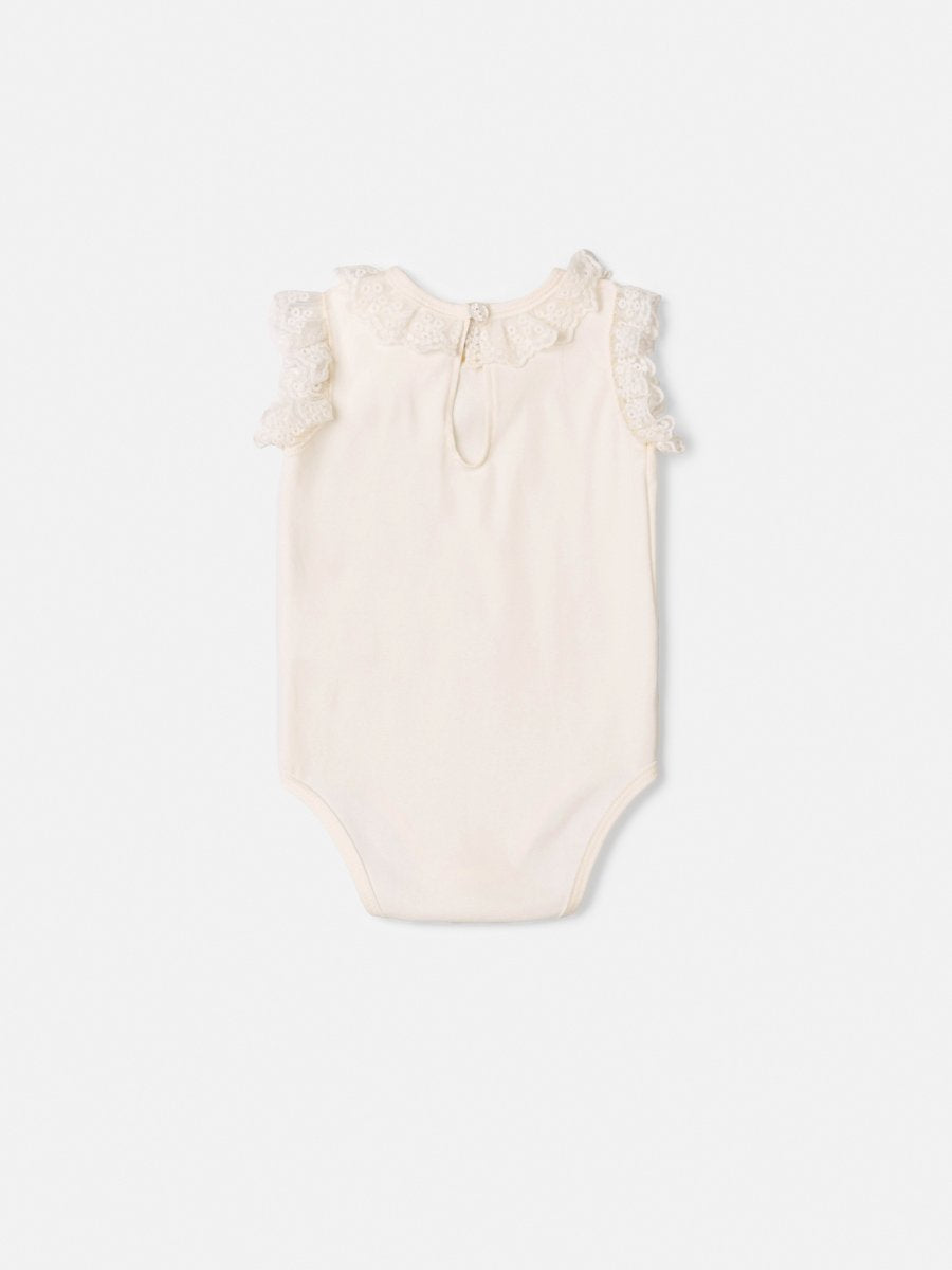 Off White Bodysuit with Lace Details