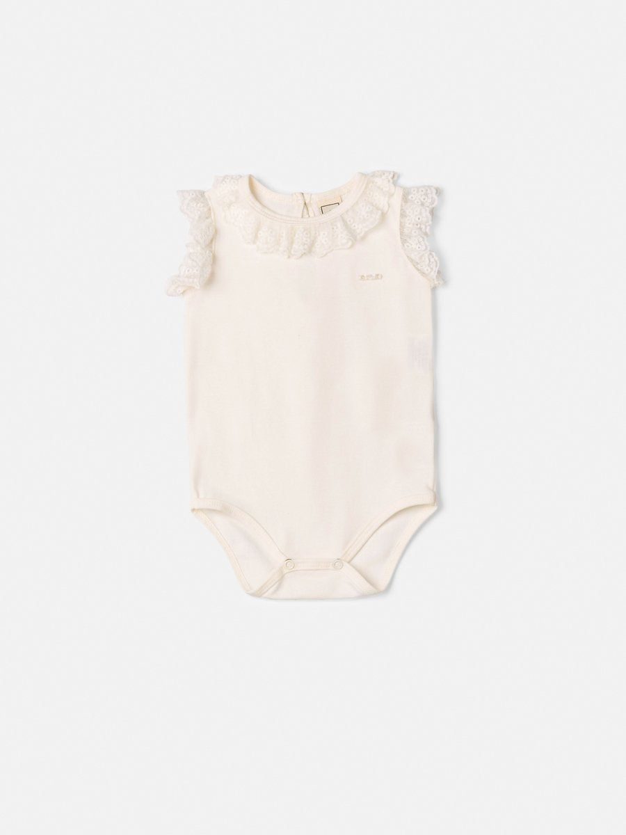 Off White Bodysuit with Lace Details