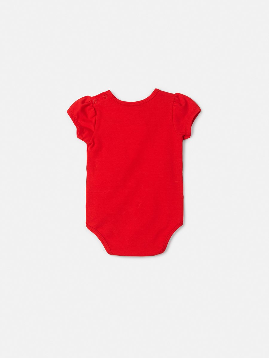 Red Children's Bodysuit with Bows Application
