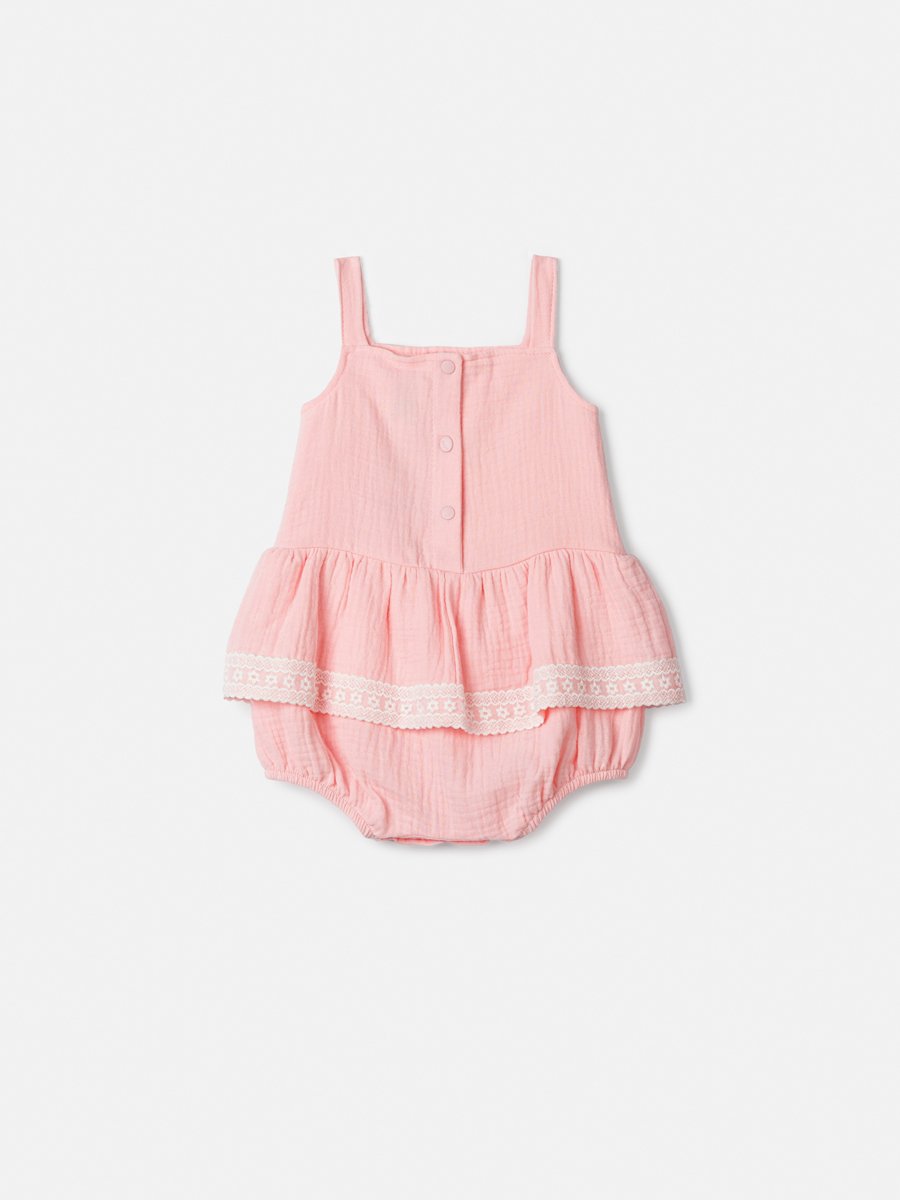 Pink Ruched Sunbathing with Ruffle