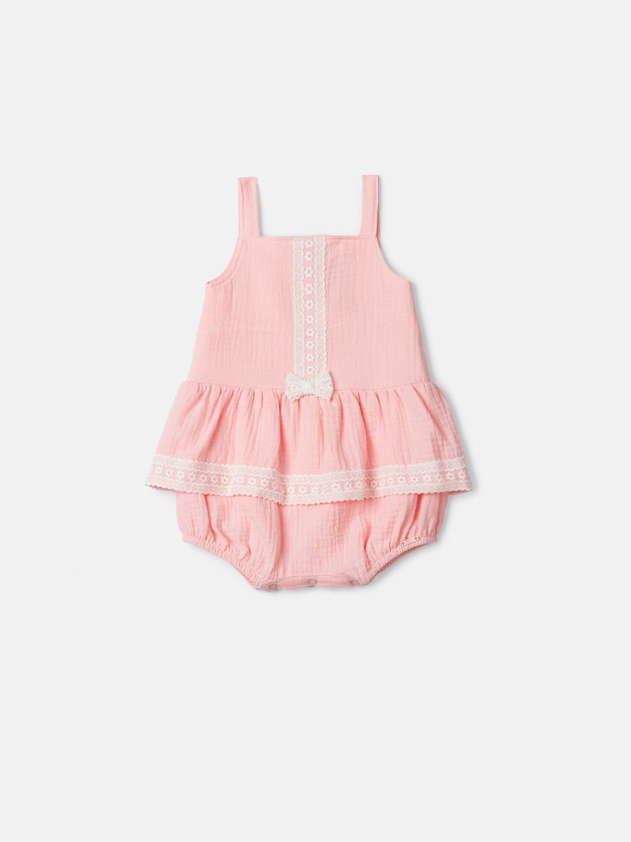 Pink Ruched Sunbathing with Ruffle